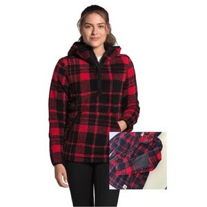 The North Face Women’s Campshire Pullover Hoodie 1/4 Zip Fleece M Red Black